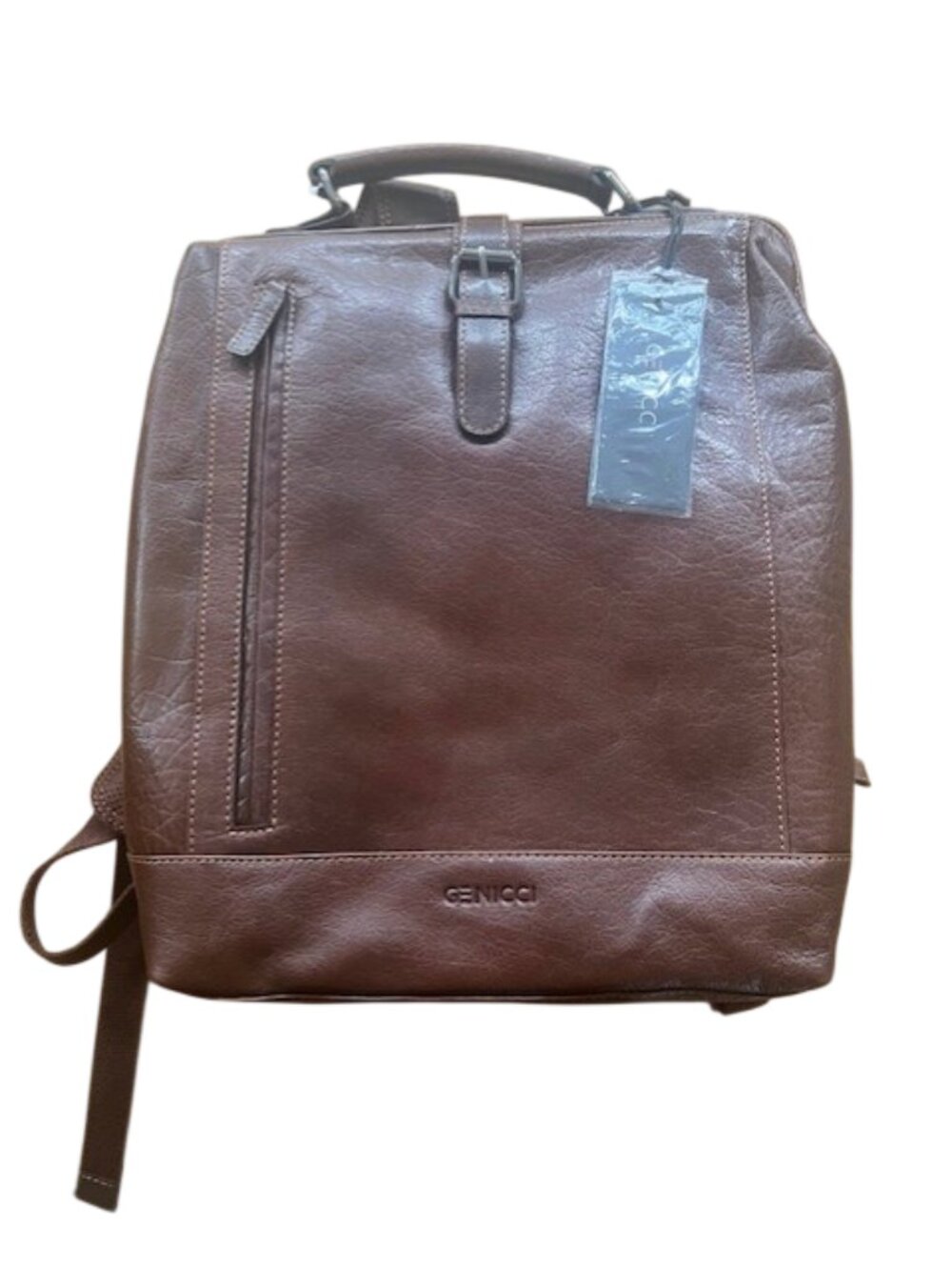 GENICCI LEATHER BACKPACK – COGNAC – NWT